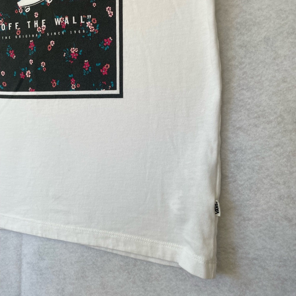 Van’s Logo Floral Short Sleeve Tee White Women’s Small - Picture 2 of 9